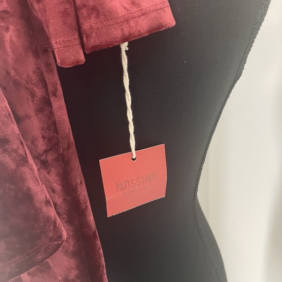 Y2K MOSSIMO Burgundy Crushed Velvet Dress Sz M Whimsigoth Surplice Flare Sleeves - Picture 7 of 8
